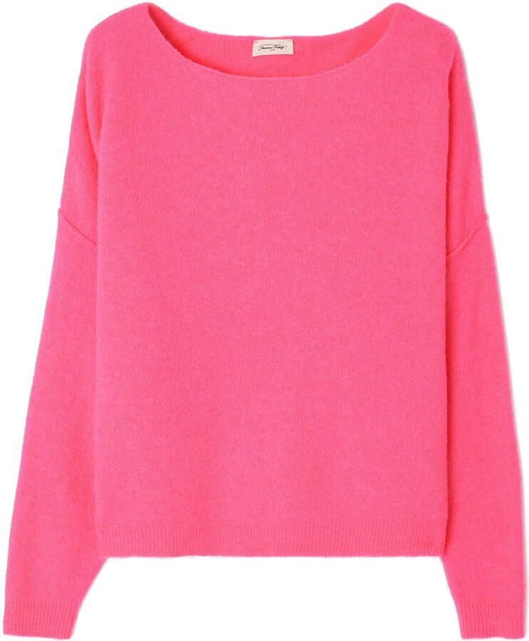 American vintage Gebreide trui Damsville fluor roze