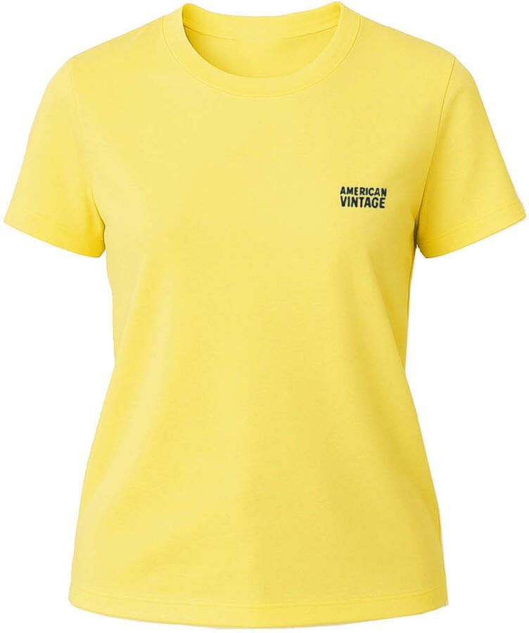 American vintage T-shirt met logo Ykobow geel