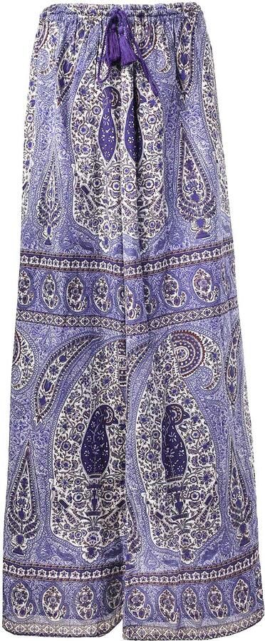 Antik batik Katoenen maxi-rok met paisley print Tajar blauw - Foto 4