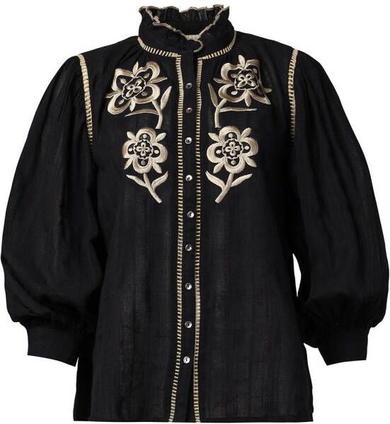 Antik batik Blouse met borduursels Nouki zwart