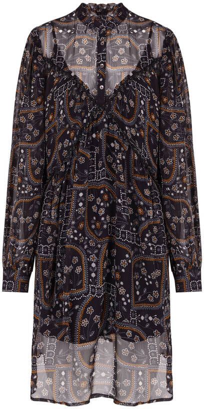 Antik batik Chiffon transparante jurk met print Elie zwart