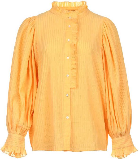 Antik batik CrÃªpe blouse met ballonmouwen Yvonne oranje