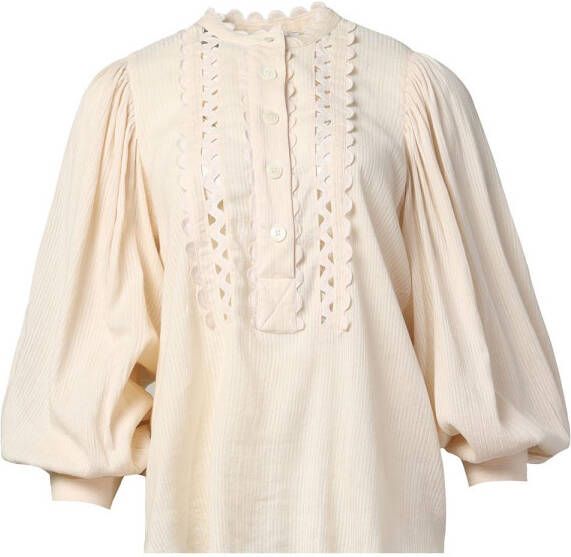 Antik batik Geborduurde top Aya naturel