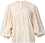 Antik batik Opengewerkte Blouse van Gevlamd Katoen Beige Dames - Thumbnail 2