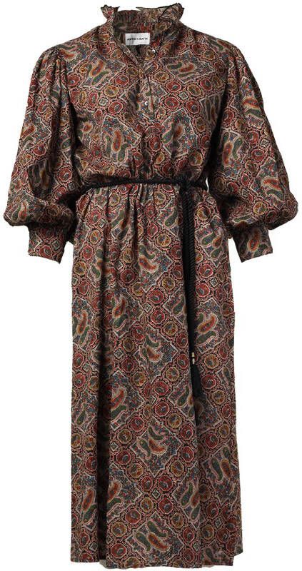 Antik batik Midi-jurk met paisley print Zina bruin