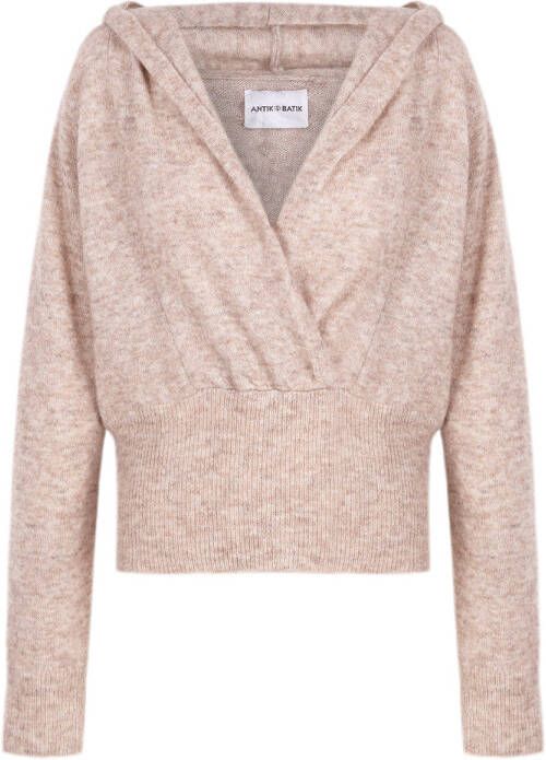 Antik batik Zachte gebreide trui met capuchon Shaga beige