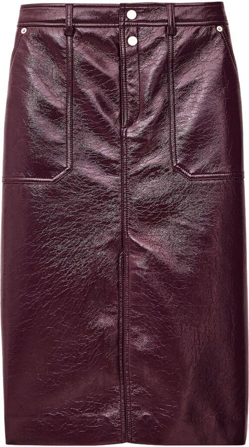BA&SH Lakleren kokerrok Marylou bordeaux