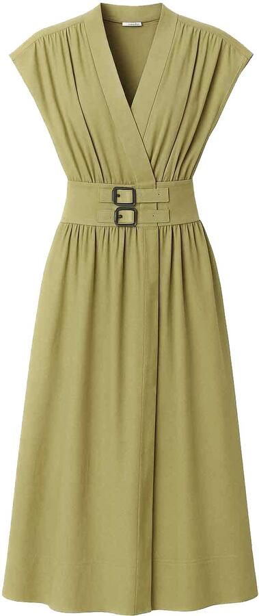 BA&SH Midi-jurk met ceintuur Dove groen