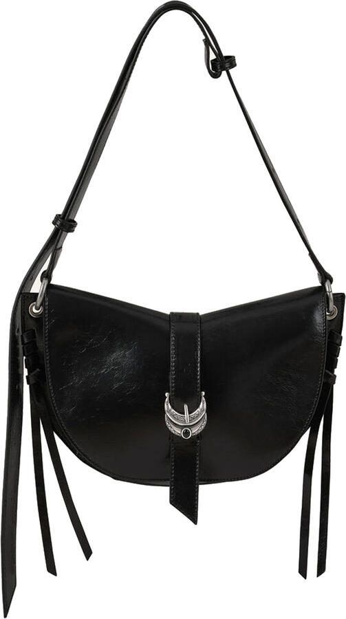 BA&SH Schoudertas Saddle zwart