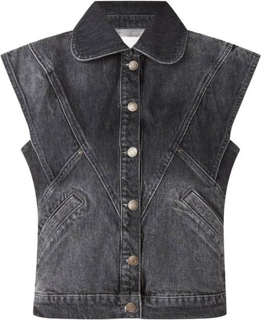 BA&SH Zwart Gewassen Denim Gilet Black Dames
