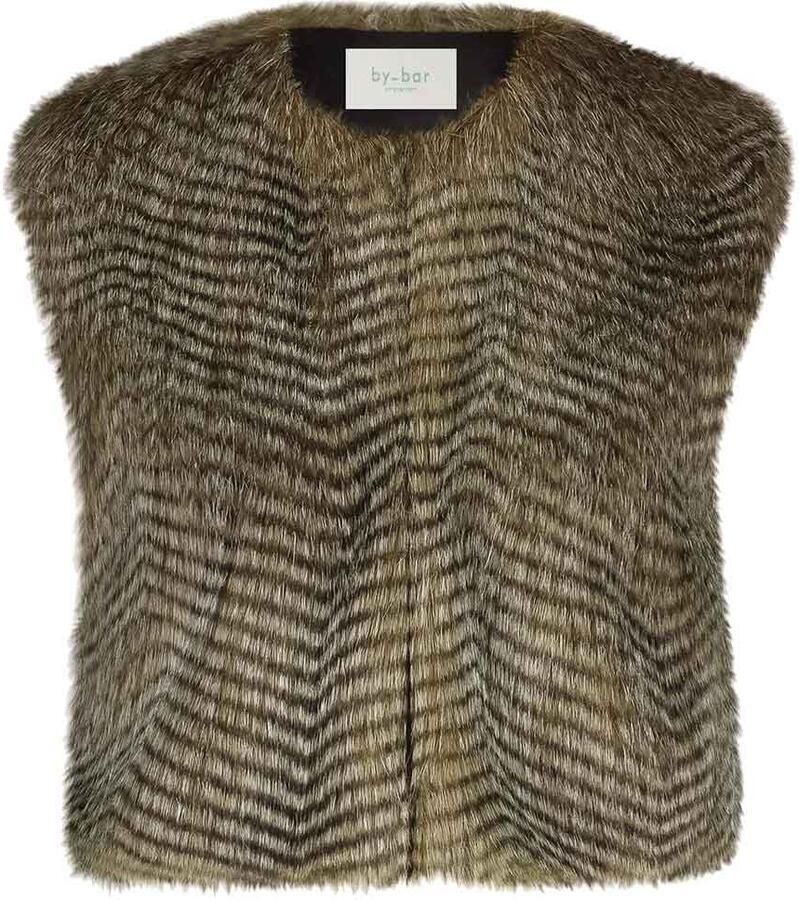 By-bar Faux fur gilet Nori dierenprint