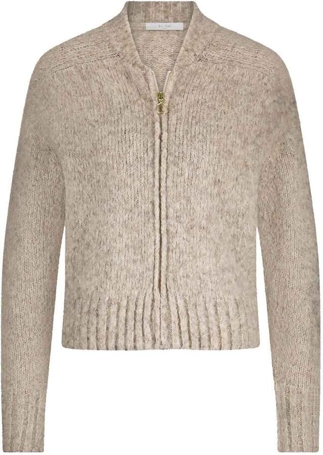 By-bar Gebreid vest met rits Jonas beige