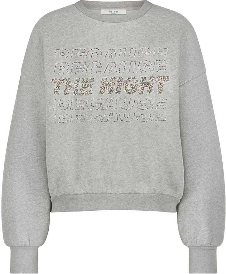 By-bar Sweater met print Bibi grijs