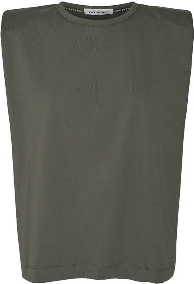 Co'Couture T-shirt met schoudervullingen Eduarda groen