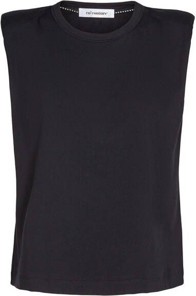 Co'Couture T-shirt met schoudervullingen Eduarda zwart