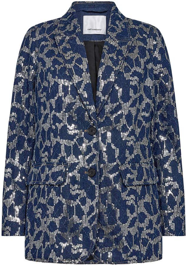 Co'Couture Blazer met pailletten Segal blauw