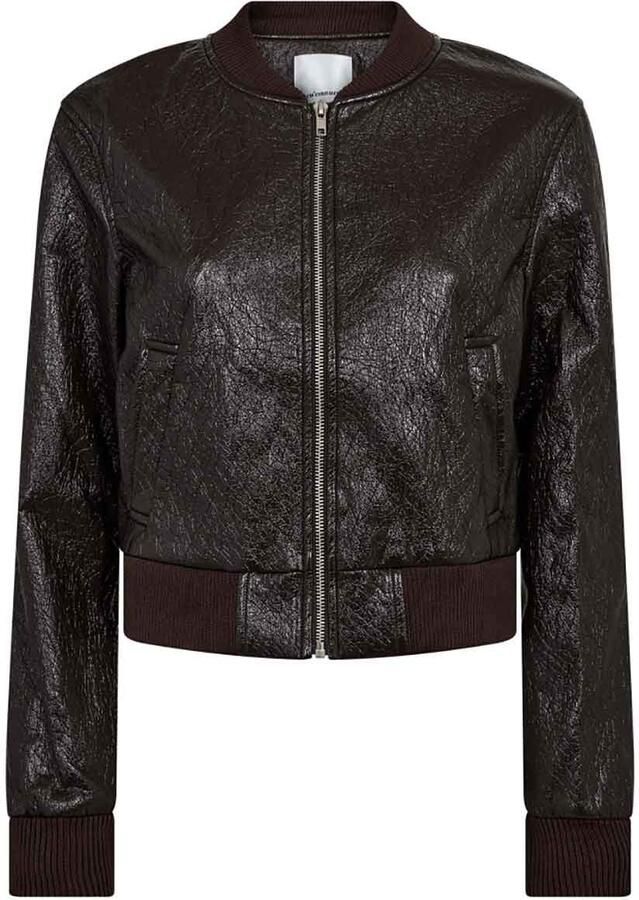 Co'Couture Faux lakleren bomberjas Bina bruin