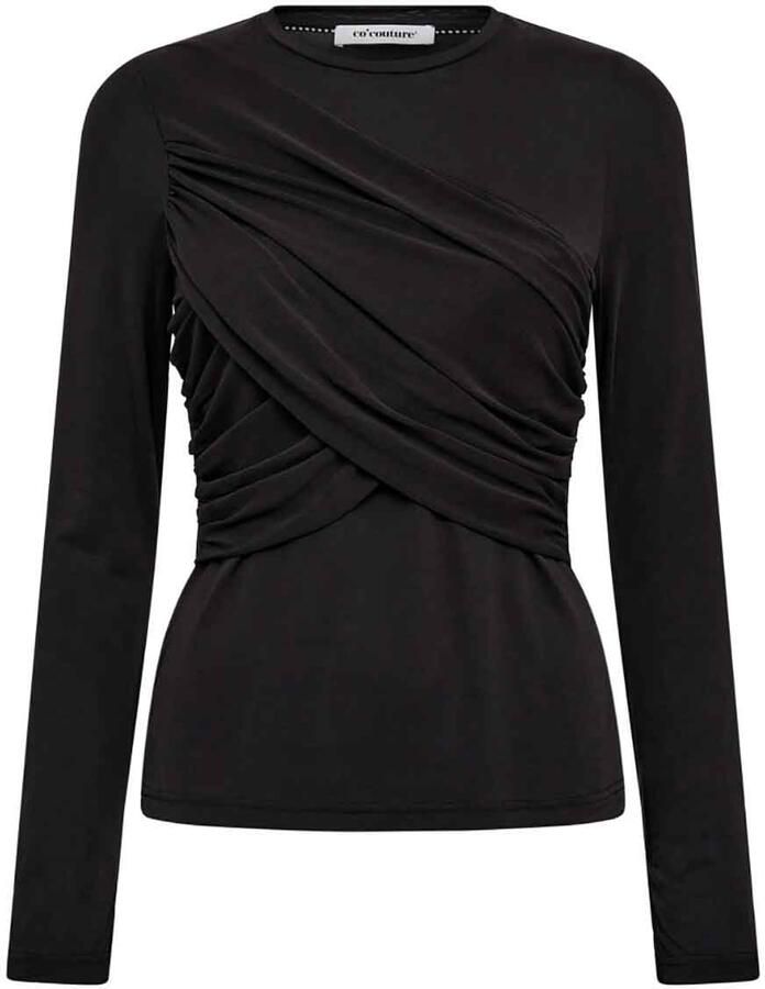 Co'Couture Gedrapeerde top Camilla donkergrijs