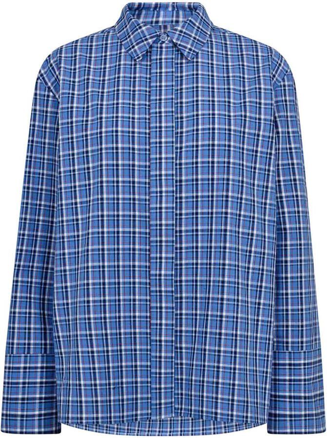 Co'Couture Katoenen geruite blouse Angelica blauw