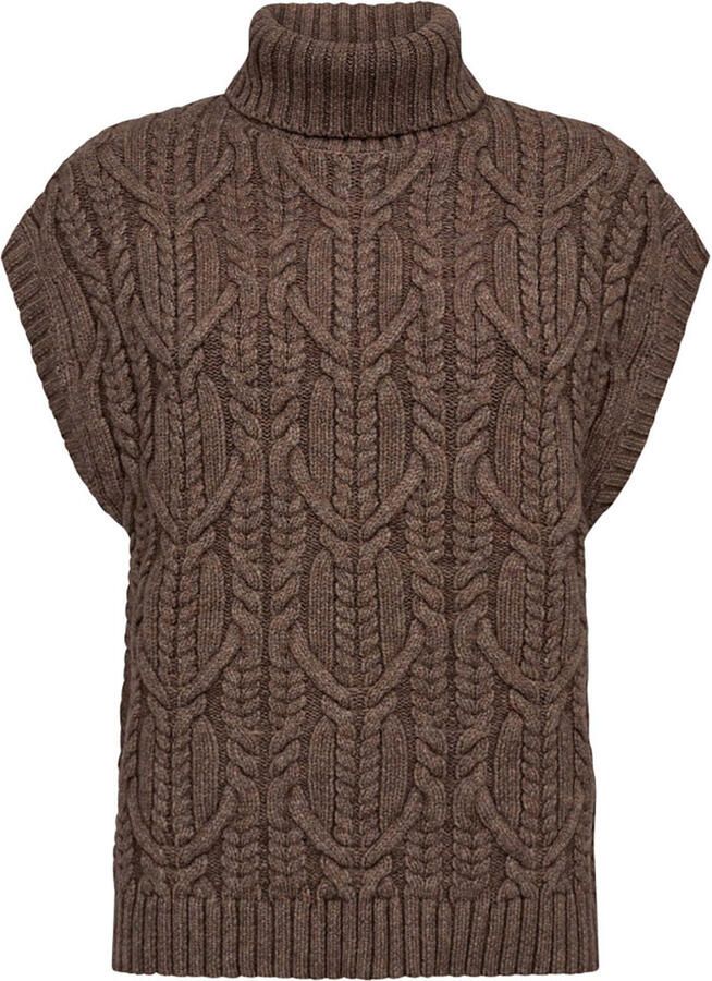 Co'Couture Oversized spencer met col Row bruin