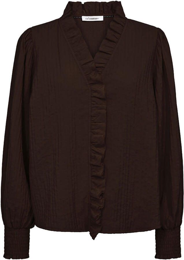 Co'Couture Viscose blouse met ruches Shina bruin