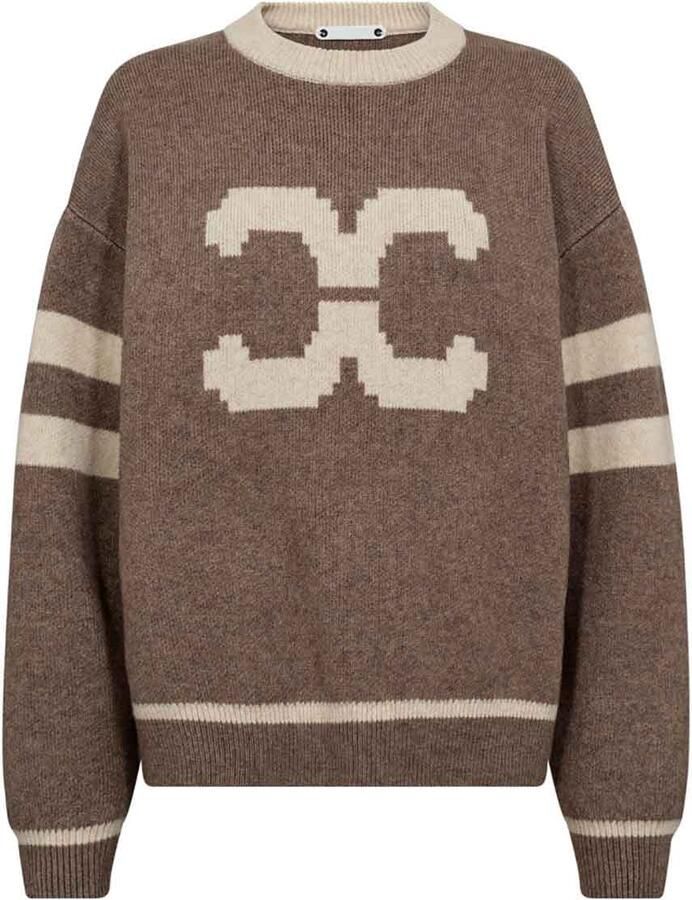 Co'Couture Zachte trui met logo Row bruin