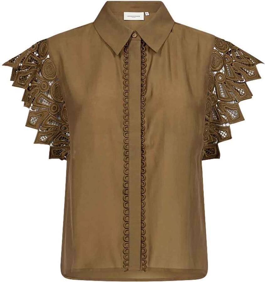 Copenhagen Muse Uitgewerkte blouse Molly groen