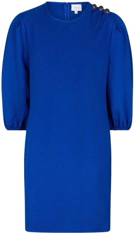 Dante 6 Jaquard jurk met pofmouwen Fonda blauw