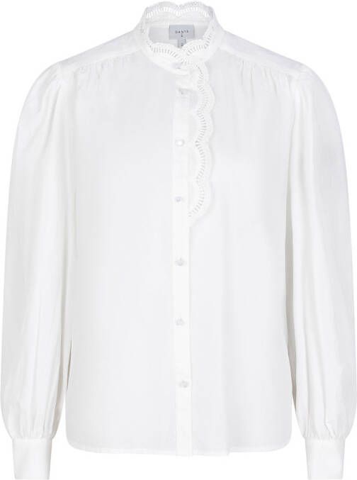 Dante 6 Poplin blouse met kant Rhea wit