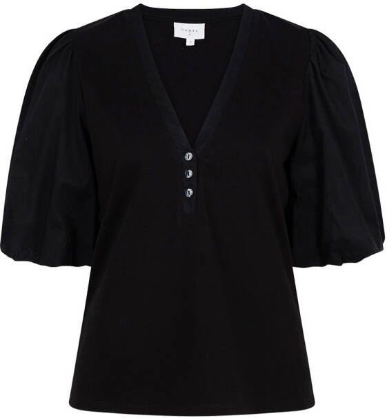 Dante 6 Top met pofmouwen Ebony zwart