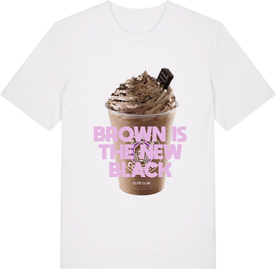 Elite Paris T-shirt met print Brown wit