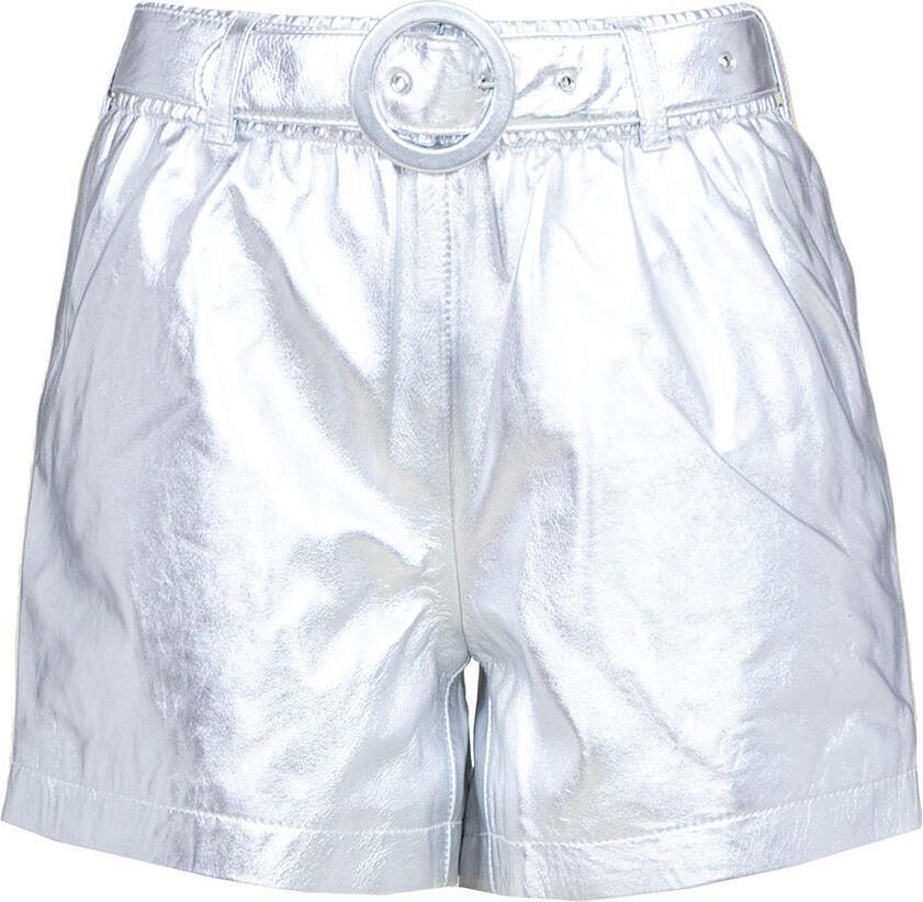 Est'Seven Metallic leren short Trinity zilver