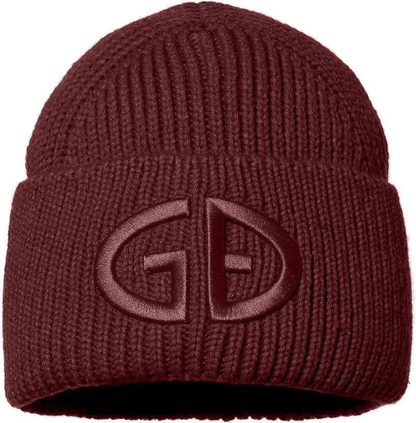 Goldbergh Gebreide muts met logo Valerie bordeaux