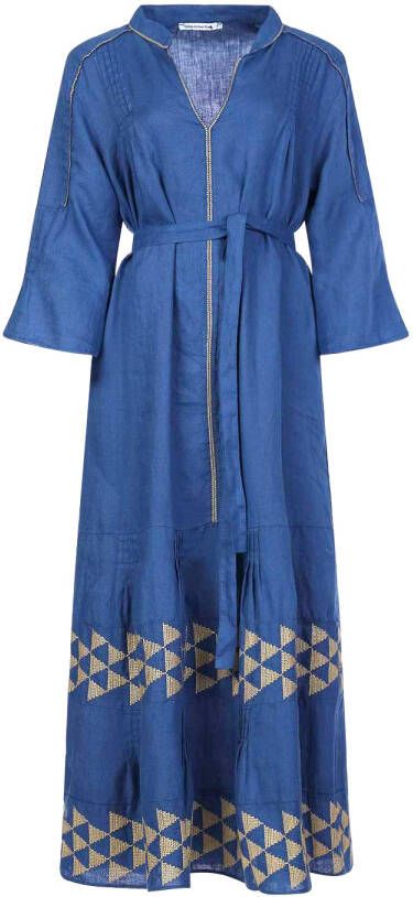 Greek Archaic Kori Linnen jurk Wieber blauw