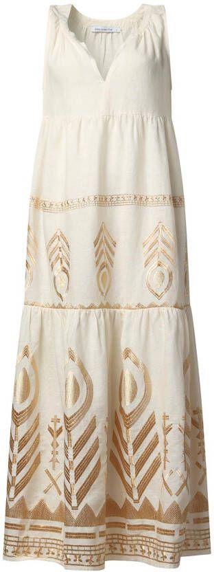 Greek Archaic Kori Maxi-jurk met borduursels Lisa naturel