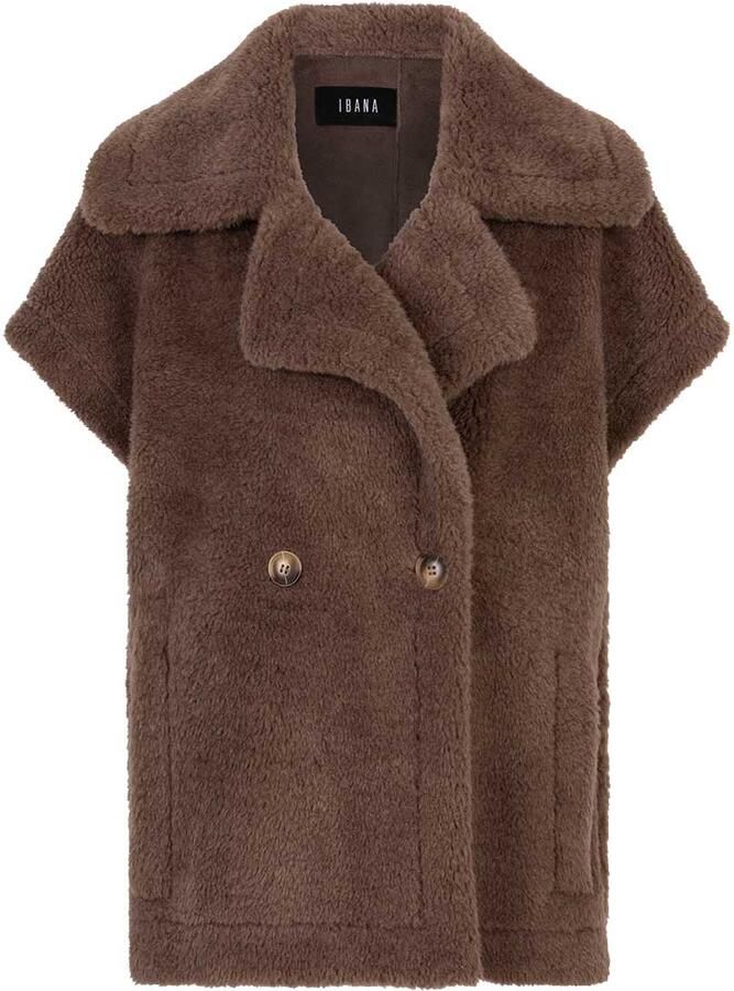 Ibana Faux fur double breasted gilet Jaxey bruin - Foto 5