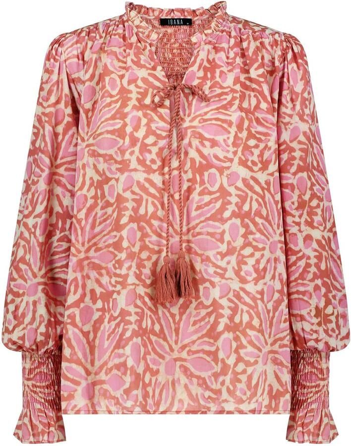 Ibana Katoenen blouse met print Talys roze - Foto 1