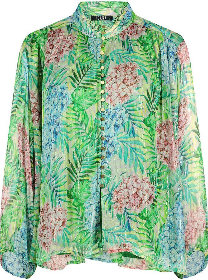 Ibana Lurex blouse met print Talici groen