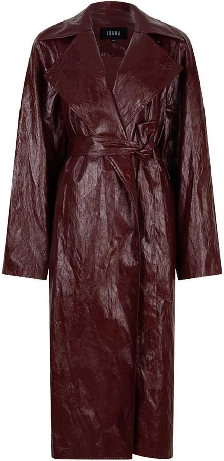 Ibana Oversized faux lakleren jas Chaim bordeaux - Foto 5