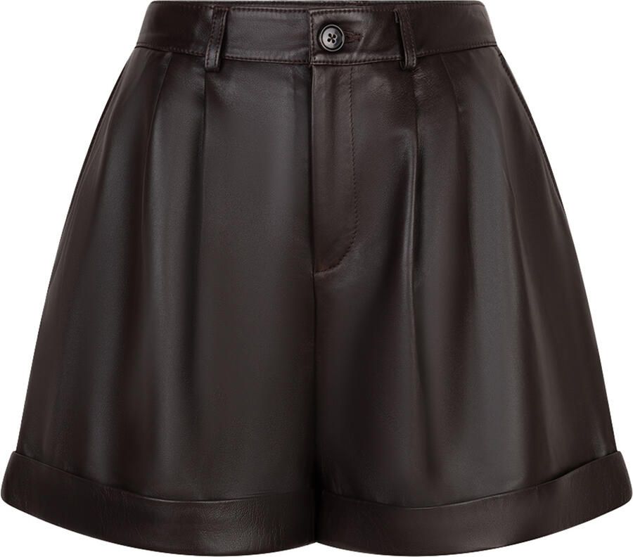 Ibana Zacht leren short Susie donkerbruin - Foto 5