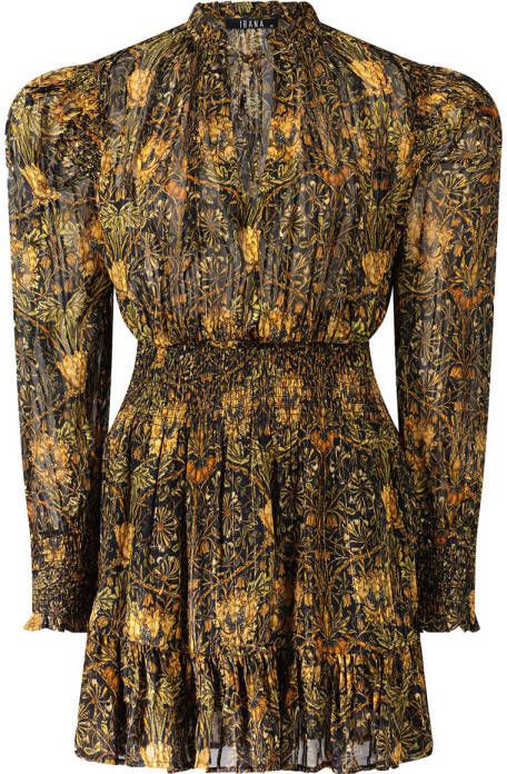 Ibana Lurex jurk met print Deela bruin