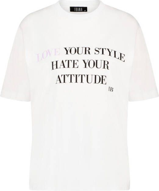 Ibana T-shirt met tekstprint Attitude wit