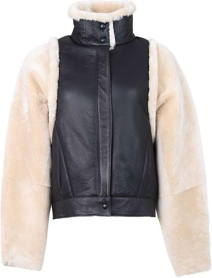 IRO Leren bikerjas met teddy details Greisa zwart - Foto 1
