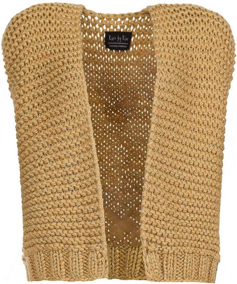 Kiro by Kim Gebreid gilet met lurex Liesanne beige