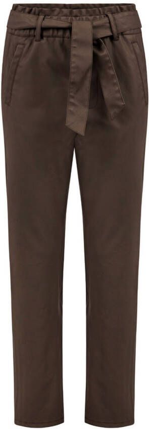 Knit-ted Faux leather paperbag broek Francis choco