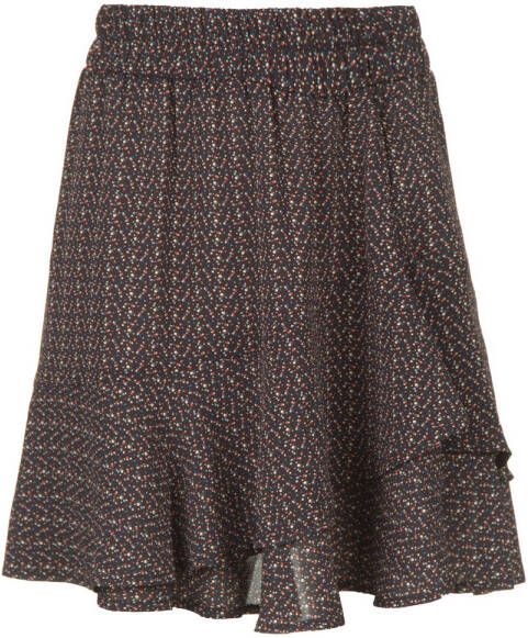 Knit-ted Rok met stippenprint Charly blauw