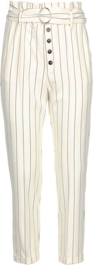 Kocca Gestreepte paperbag broek Eulalia wit
