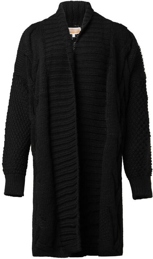 Kocca Lange geribbelde kraag cardigan Black Dames