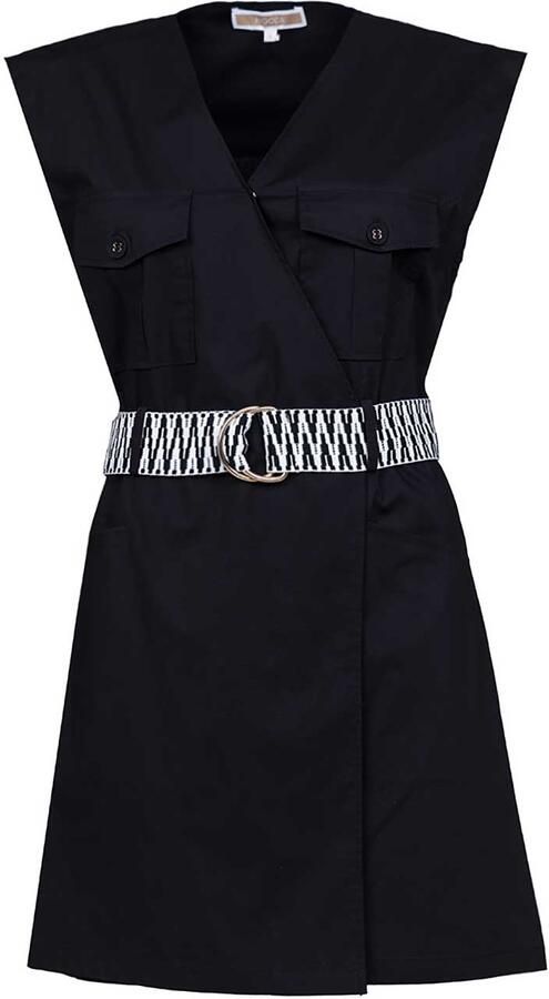 Kocca Getailleerde Mini Jurk met Riem Black Dames