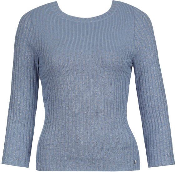Kocca Glanzende Ribgebreide Top Blauw Dames